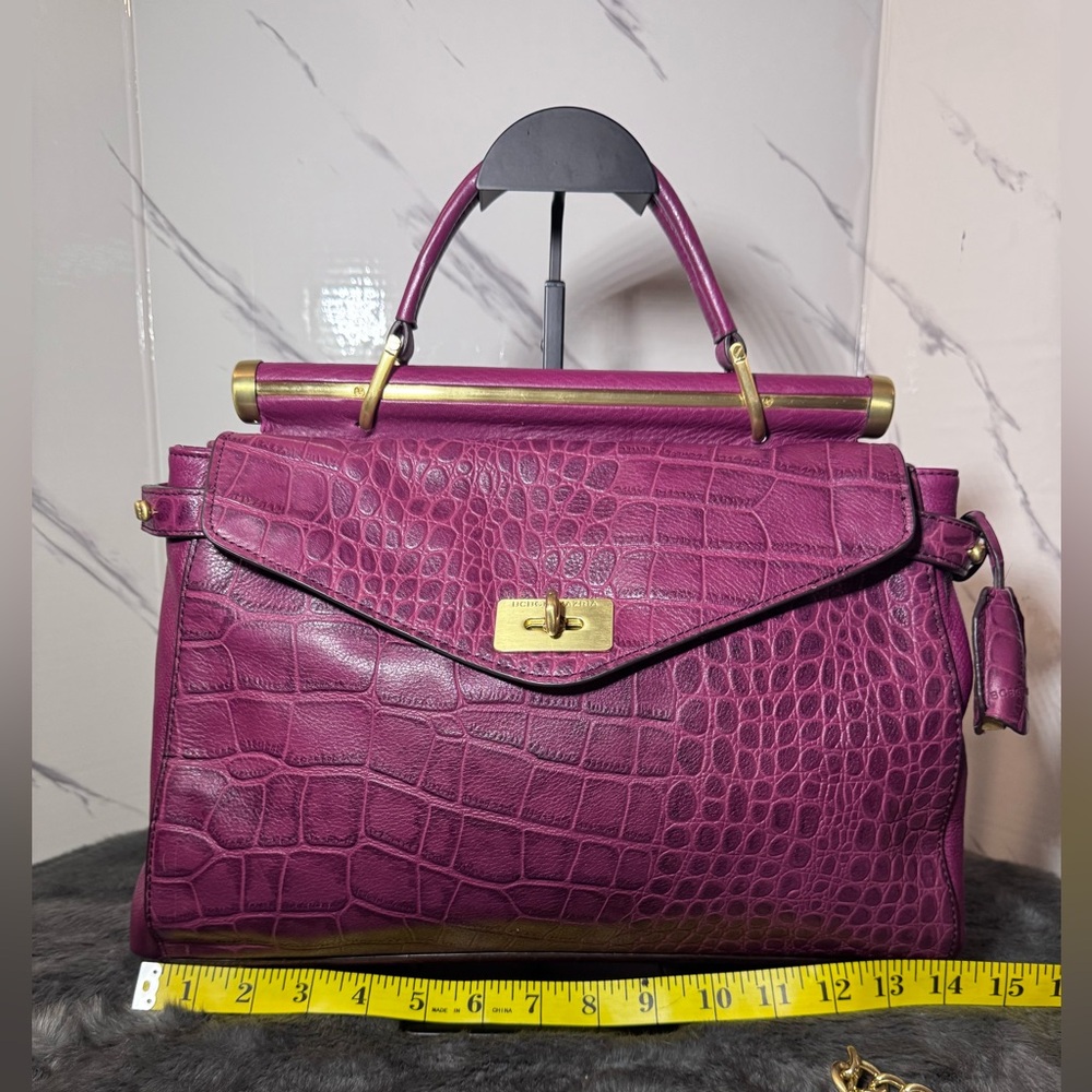 BCBGmaxazria Milano Genuine Leather Satchel Shoulder Bag Merlot